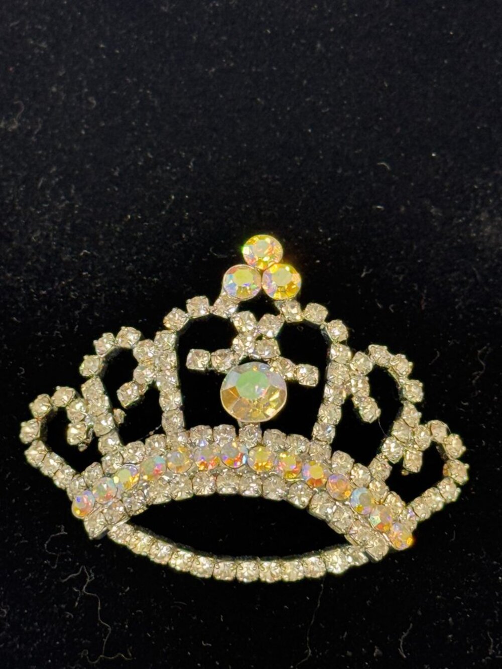 Crown jewelry Pin with Aurora Borealis stones